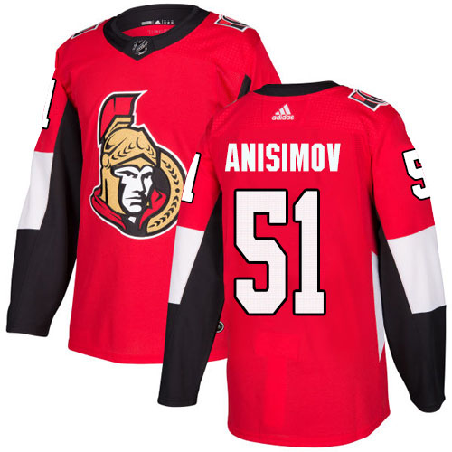 Adidas Ottawa Senators 51 Artem Anisimov Red Home Authentic Stitched Youth NHL Jersey